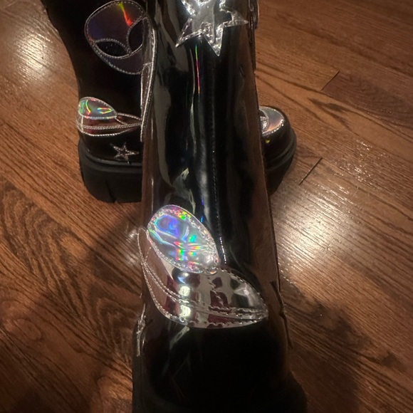 Dolls Kill Club Exx Midnight Invade UR Space Combat Boots NWOB size 6 Deadstock - Picture 11 of 16